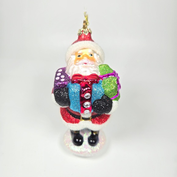 Costco Other - Nice Blown Glass Christmas Ornament Santa Glitter Sparkle Bejeweled‎ Costco